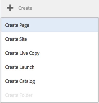 Adobe experience manager - Create Page - brightedge