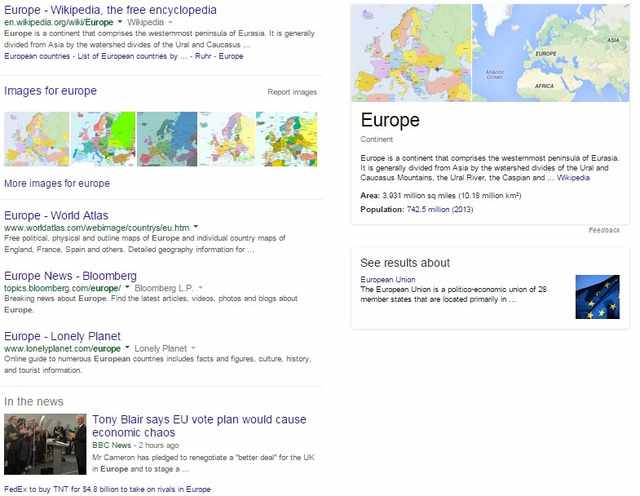 blended rank Europe SERP results - brightedge