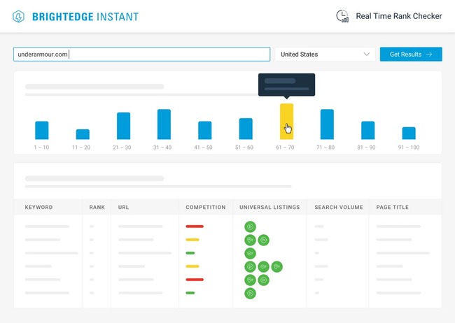 example of brightedge instant real-time rank checker