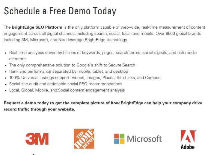 Schedule a Demo to learn how building a landing page with seo in mind works - brightedge