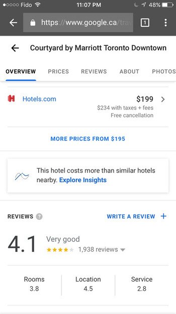 google price insights example - brightedge