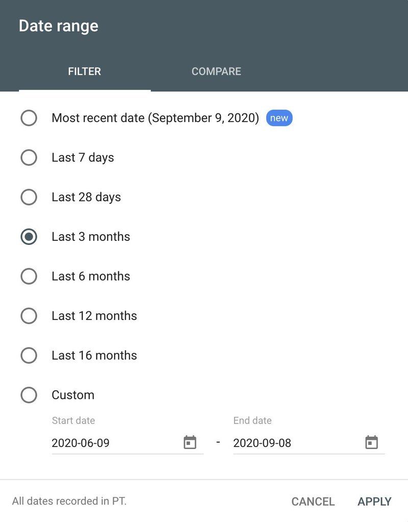 GSC's date range filter explained - BrightEdge