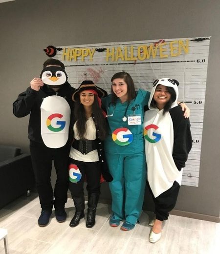 brightedge internship program shows off their halloween costumes