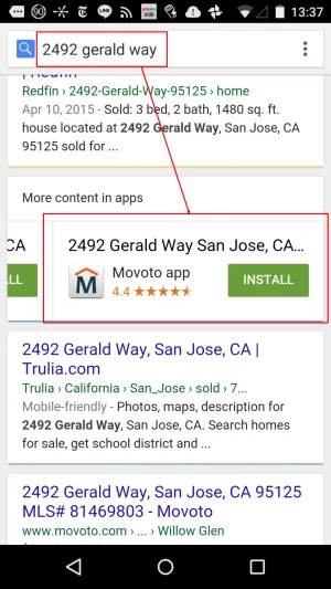 mobile App Indexing serp example - brightedge