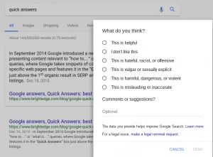 Google's Project Owl report form for rich snippets - brightedge