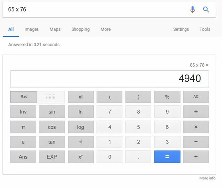 example of a google query-answer serps for a multiplication problem - brightedge