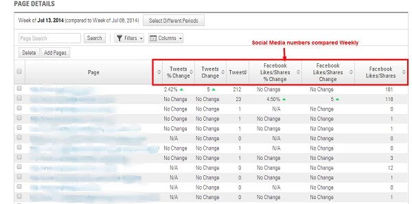 SEO benchmarks page details