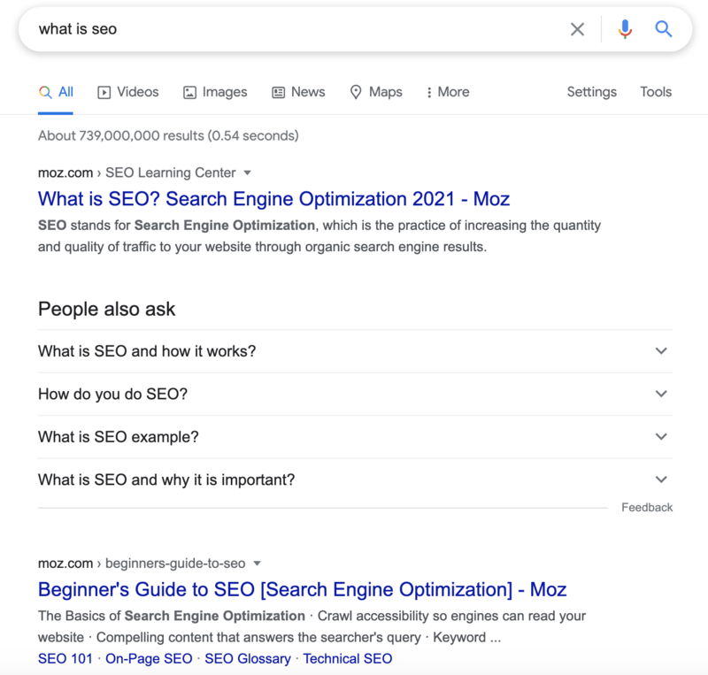 brightedge shows example of the SERPs