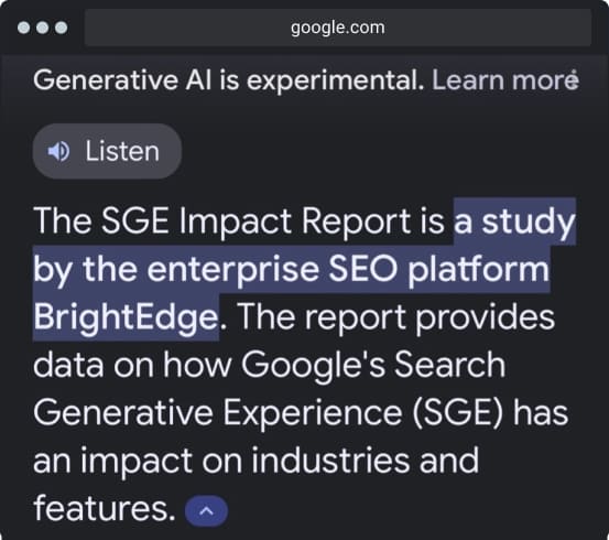 Google SGE Listen Button