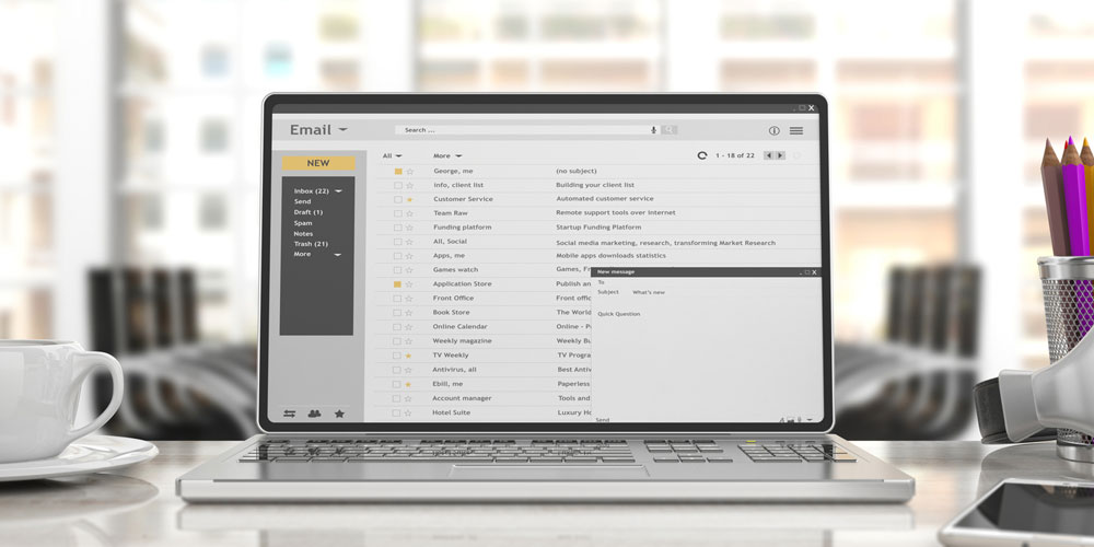 off-page seo laptop with email interface onscreen
