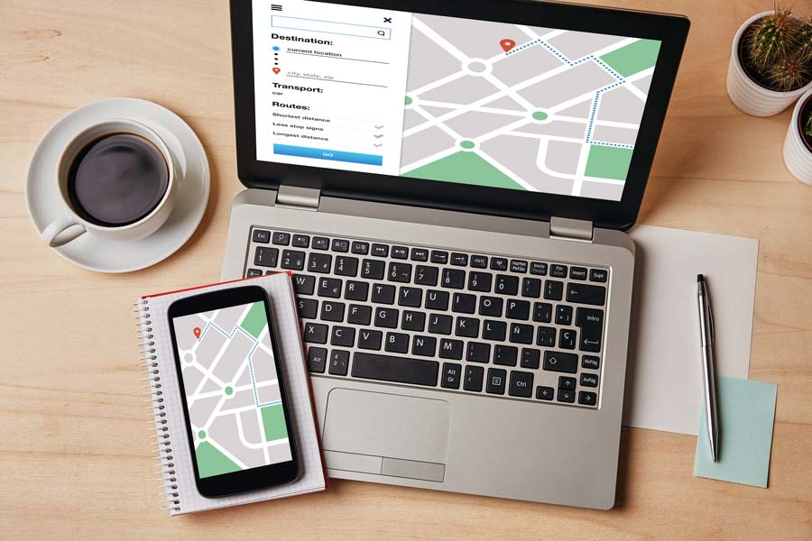 local customers mobile devices with map app open