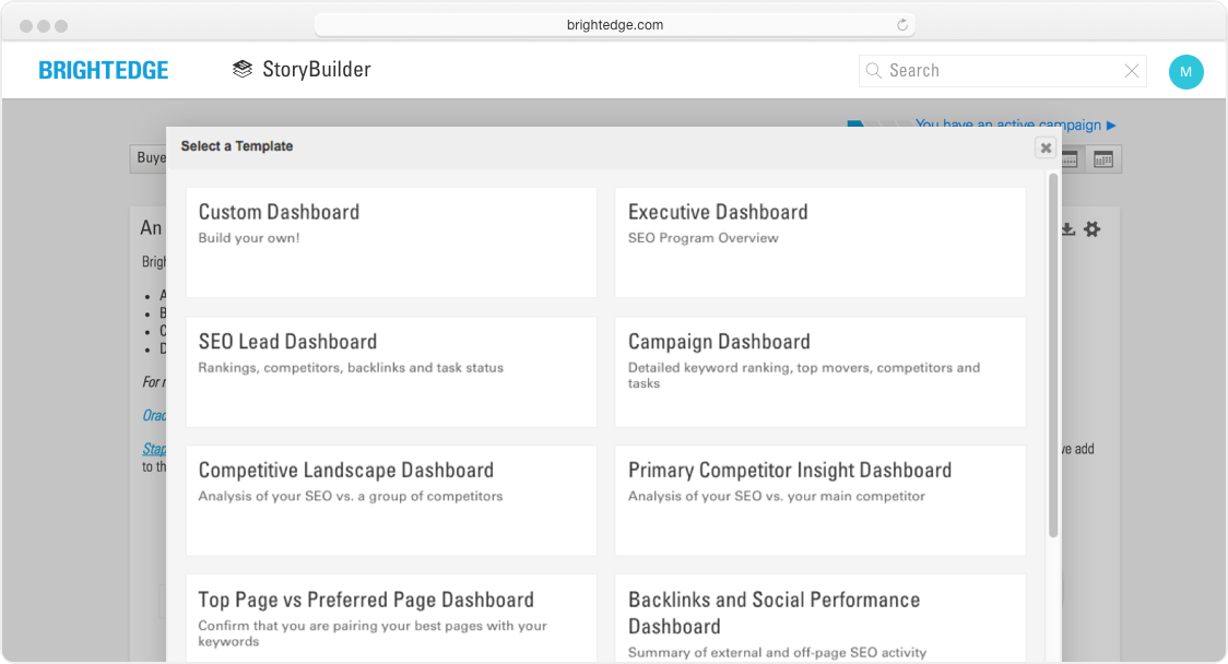 storybuilder dashboards custom dashboards interface